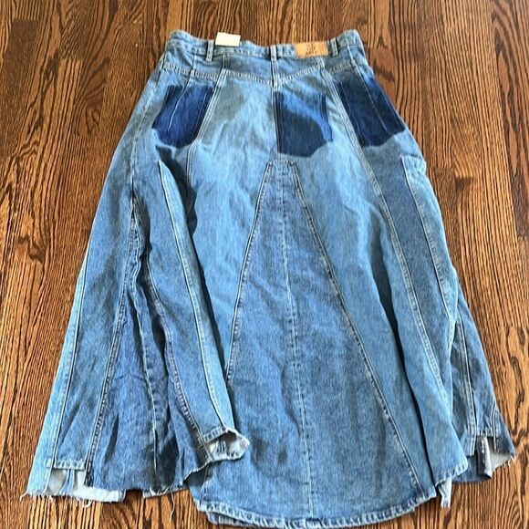 We The Free Size 32 Molly Maxi Skirt We The Free Distressed Uneven Hem True Blue - Picture 6 of 7
